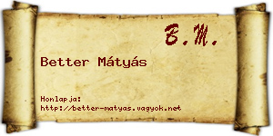 Better Mátyás névjegykártya